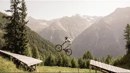 Troy Brosnan testing the new DH track at Sölden Bike Park in Austria