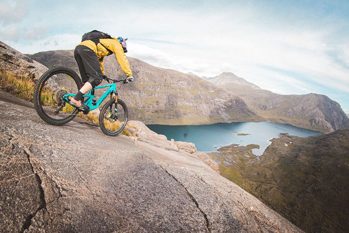 Danny MacAskill tackles steep rock slabs at home on Isle of Skye