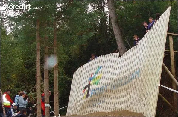 Large wall ride on the downhill track for World Ch