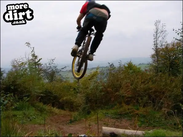 Jumping the Bottom road gap on the Wentwood DH cou