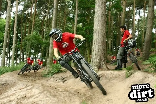 Danny riding the berms in the skills area 