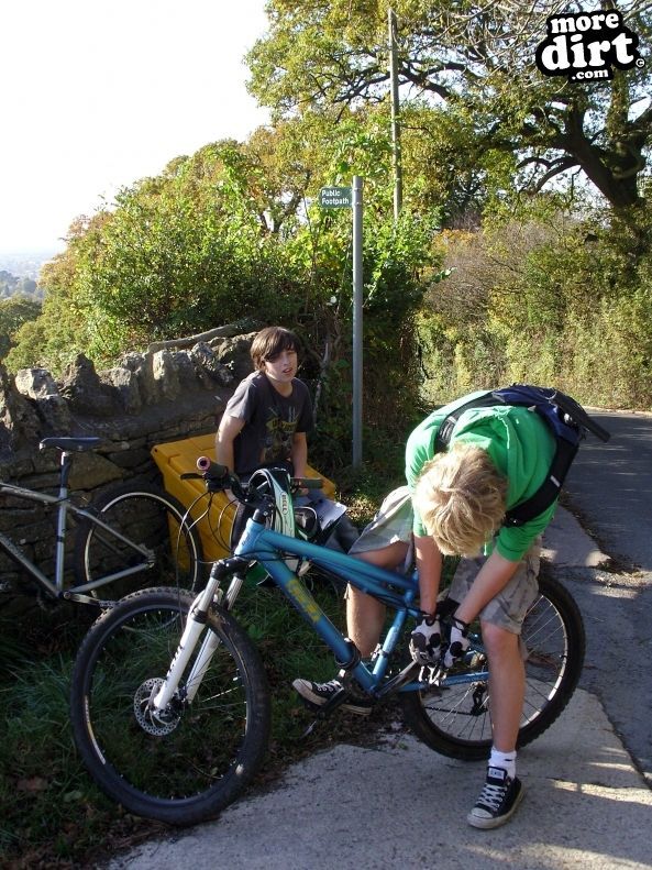 random, pitstop from pushing up steep road.