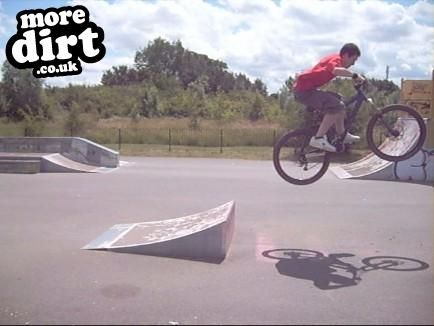 Messing around in a skate park.