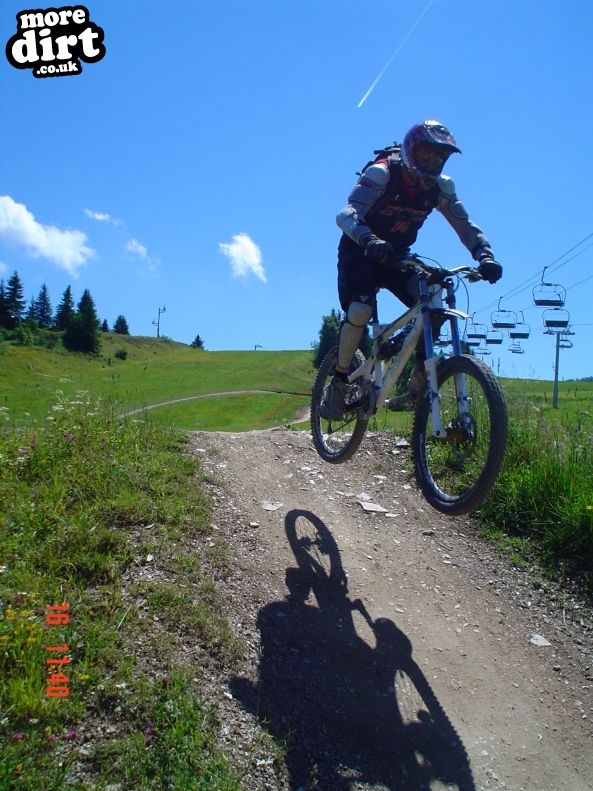 Chris grabing some air on the Les gets course this