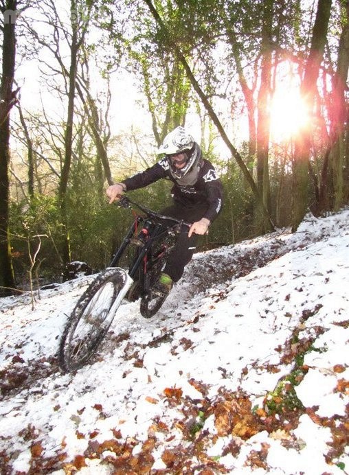 Riding a bike in the snow