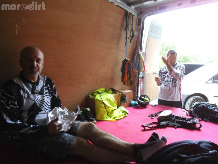 Lunch in the Van. There were sandwiches in that fo