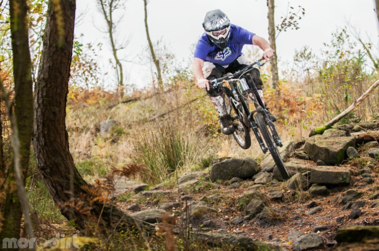 Gapping down off the rocks into the 90 right 