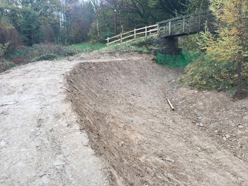 The bottom section of the downhill track at Cwm Ca